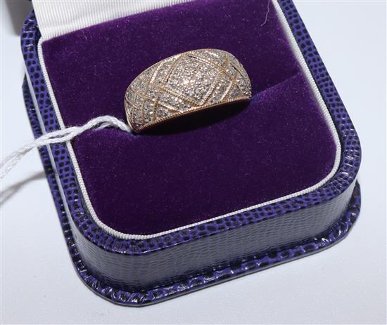 9ct gold and pave set diamond ring